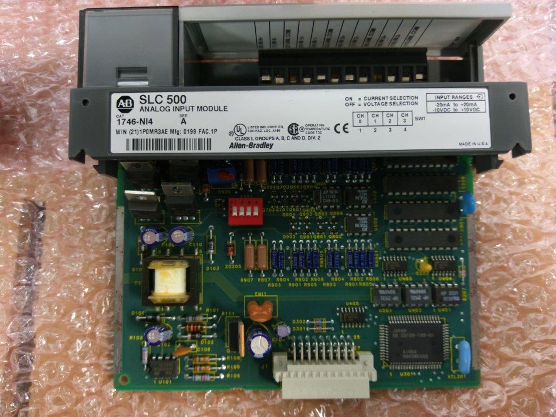 Allen Bradley SLC500 Power Supply 1746-P3 w/ 1746-A4 Slot Rack, 1746-NI4 Module & 1746-C7 Cable - Image 5 of 6