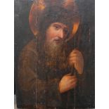 Dutch or German school 16th century, portrait of saint, oil on wooden panel. 36x26.5 cm