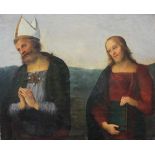 Bernardino di Betto di Biagio (1454-1513)-follower, two male saints in landscape oil on canvas