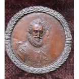 Emperors Plaque, round shape with a portrait of Henric IV. and Maria Augusta, copper with light