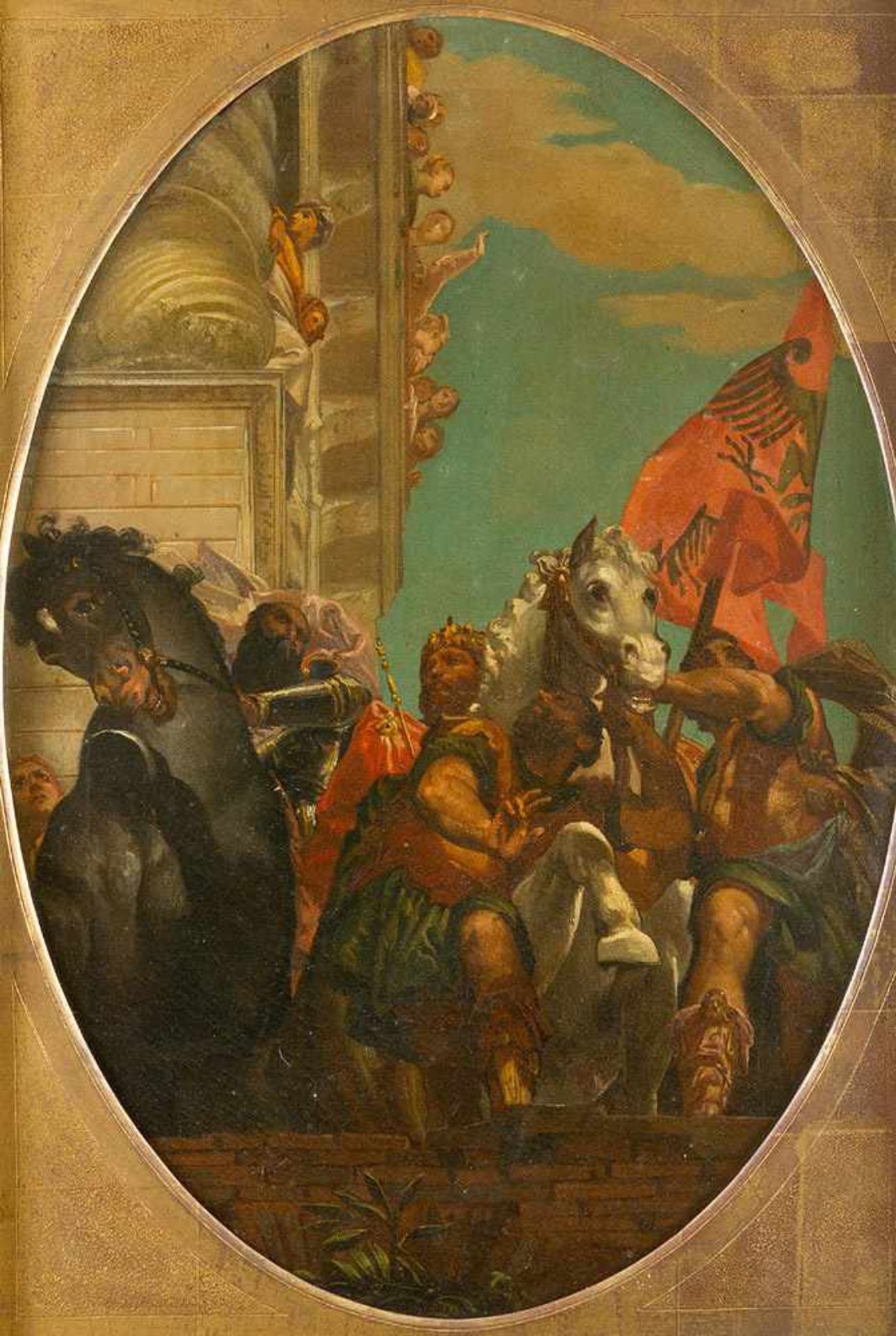 Paulo Veronese ( 1528-1588)- follower, allegory, possibly study for a fresco painted in oval , oil - Bild 2 aus 3