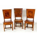 Three Tuscan chairsThree Tuscan chairs, each on four canted legs with H- connection trapez formed