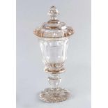 Biedermeier Glass gobletBiedermeier glass goblet, transparent glass on central feet with one lid