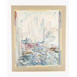 Unknown artist Unknown artist, New York port water colour on paper signed bottom right Kaufman