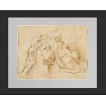 Italian artist around 1700Italian artist around 1700, holy family with angels black chalk on paper