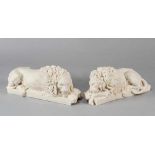 Antonio Canova (1757-1822)-afterAntonio Canova (1757-1822)-after, two recumbent lions ,on the