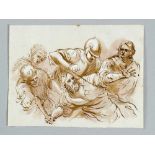 Bolognese school 18. centuryBolognese school 18. century fight scene black ink with brown wash on