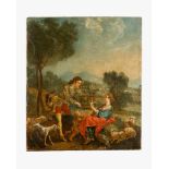 French school 18.th centuryFrench school 18.th century, family scene in landscape oil on