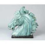 Italian around 1950Italian around 1950, head of a horse bronce cast with green patina on black