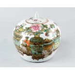 Chinese Ingwer PotChinese Ingwer pot, porcelain round shape with one lid painted with vases pots and