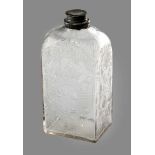 Saxonian glass FlaskSaxonian glass flask, canted shape, transparent with pewter scrweable plug, on