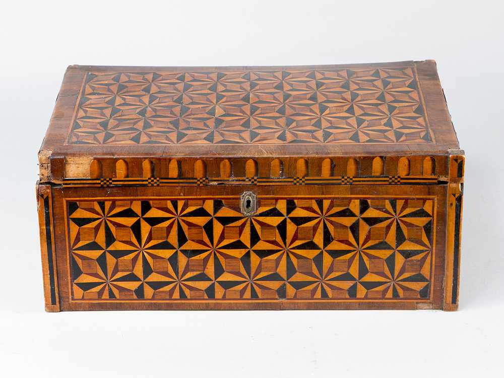 Louis XVI BoxLouis XVI box,Wood, rectangular shape with one lid and rich geometrical intarsias in