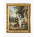 J.D.Lascours 1824 J.D.Lascours 1824, Romantic couple in landscape water colour on paper signed