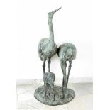 Large Fountain GroupLarge Fountain group, with three cranes on naturalistic base bronze cast with