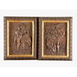 wooden Panels, 19.th Centurywooden Panels, showing two loving couples in landscape in wood carved