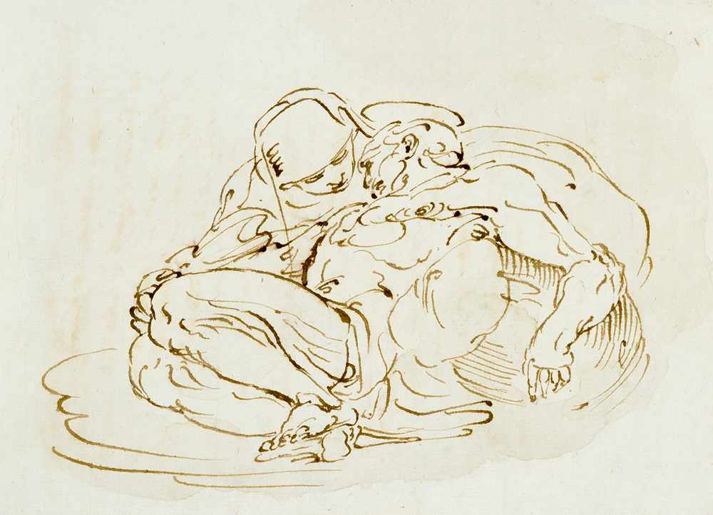 Luca Cambiaso (1527-1585)-attributedLuca Cambiaso (1527-1585)-attributed, Pieta, black ink on - Image 2 of 3