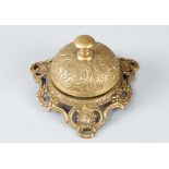 Table or reception BellTable or Reception bell, bronze cast with open work and bell knob, iron