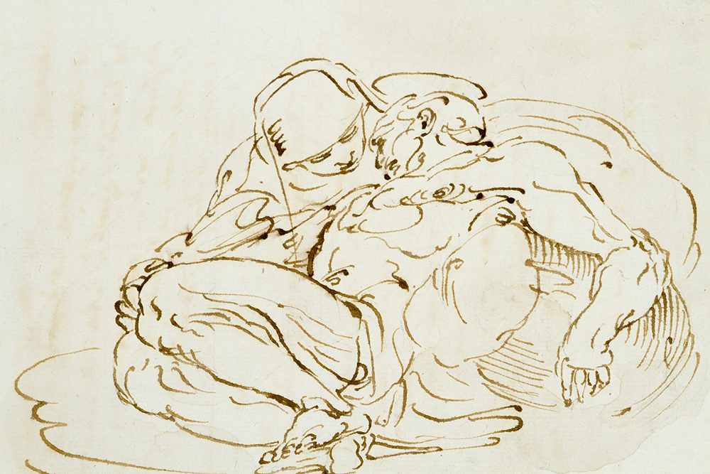 Luca Cambiaso (1527-1585)-attributedLuca Cambiaso (1527-1585)-attributed, Pieta, black ink on - Image 3 of 3