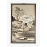 Japanese artist 20.th century Japanese artist 20.th century, landscape by the river Indian ink and