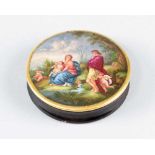 Vienna Porcelain BoxVienna porcelain box, round shape with lid in the centre painted family scene in