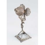 Judaica, BesominJudaica, Besomin, silver fine filligree work in shape of a flower on quadratic