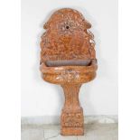 Verona Marble FountainVerona marble fountain, on central feet with waved basin and curved back, in
