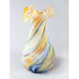 Murano around 1960Murano around 1960, round glass vase with long neck and bowed border white milk