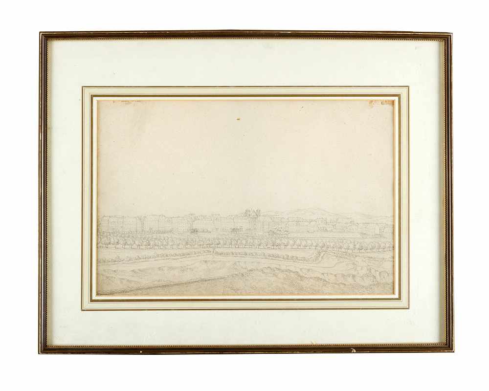 Vienna 1815,monogrammed ASVienna 1815, double drawing with view from the Glacis to Vienna