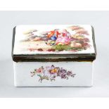 Snuff boxSnuff box, rectangular shape with one lid enamel with painted shepherds scene and flowers