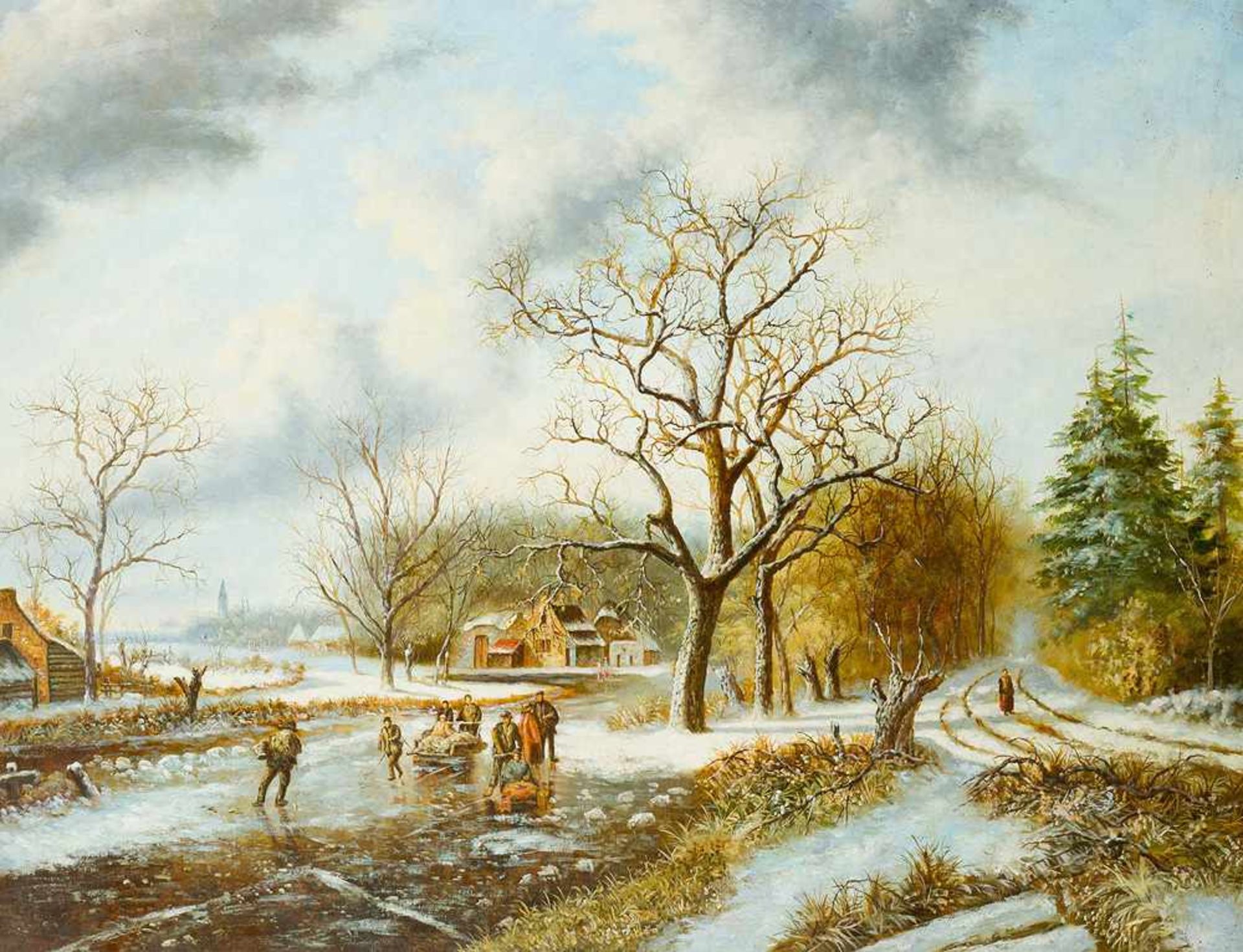 Dutch Artist, Landscape , Oil Canvas, 19./20. Century100x80cmThis is a timed auction on our German - Bild 2 aus 3