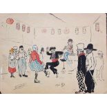 French artist around 1900, carnival, ink and watercolour on paper signed24x16cmThis is a timed