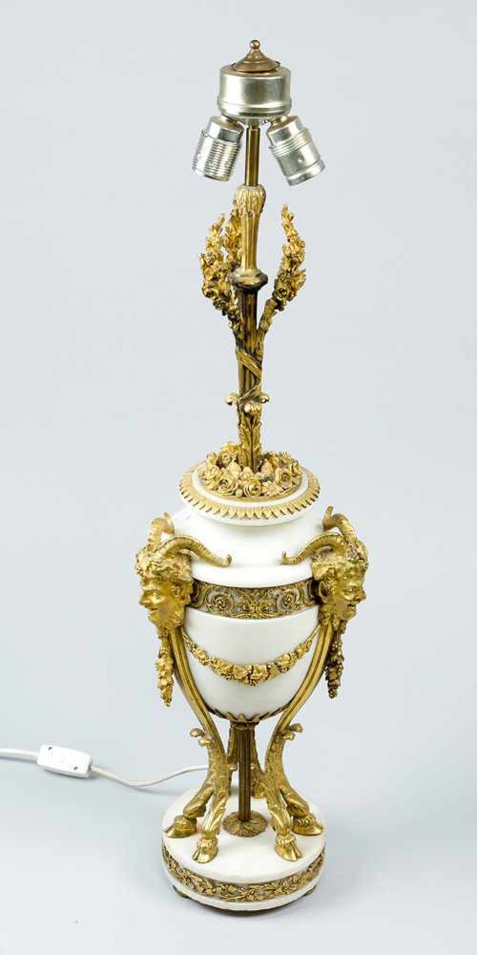 French Marble Vase with Louis XVI style bronze decorations, later lamp mount, 19. century70cmThis is - Bild 2 aus 3