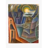 Czech school around 1920/30 cubist composition. Traces of signature oil on paper laid on board,