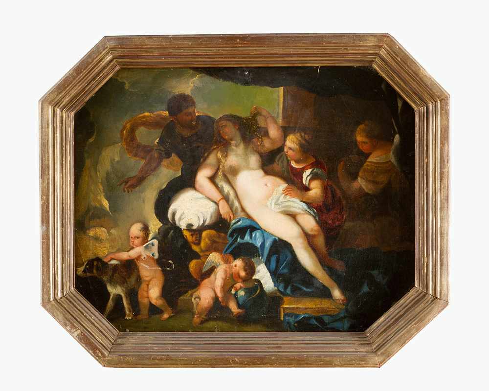 Roman school 18.century, Allegory, oil canvas, framed50x70cmThis is a timed auction on our German