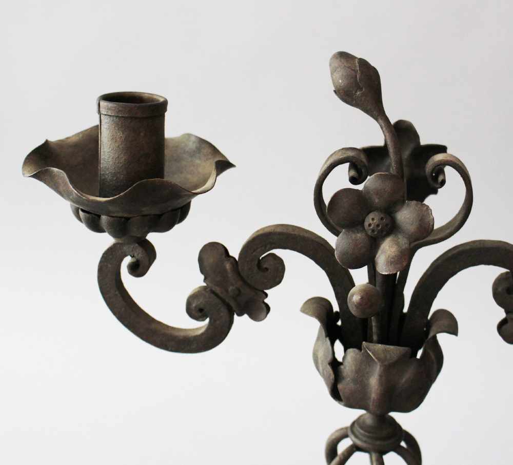 Iron Candelabra,two branches, Austrian 18./19. century30cmThis is a timed auction on our German - Image 3 of 3