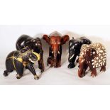 Lot of 5 Indian elephants wood carvedThis is a timed auction on our German portal lot-tissimo.com.