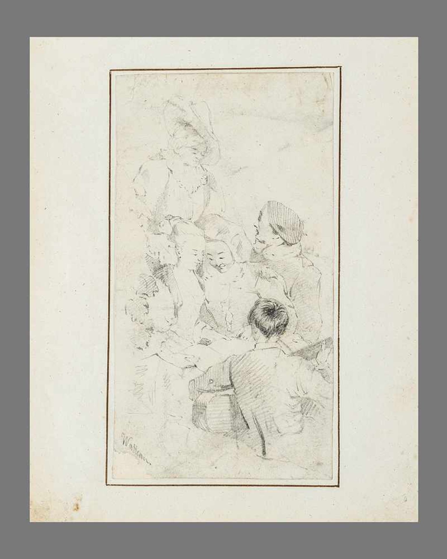 Unknown Artist 18./19.century, study, black chalk on paper, signed20x12cmThis is a timed auction