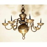 Chandelier, 6 branches, chased copper ,silvered,Austrian 18. century45cmThis is a timed auction on