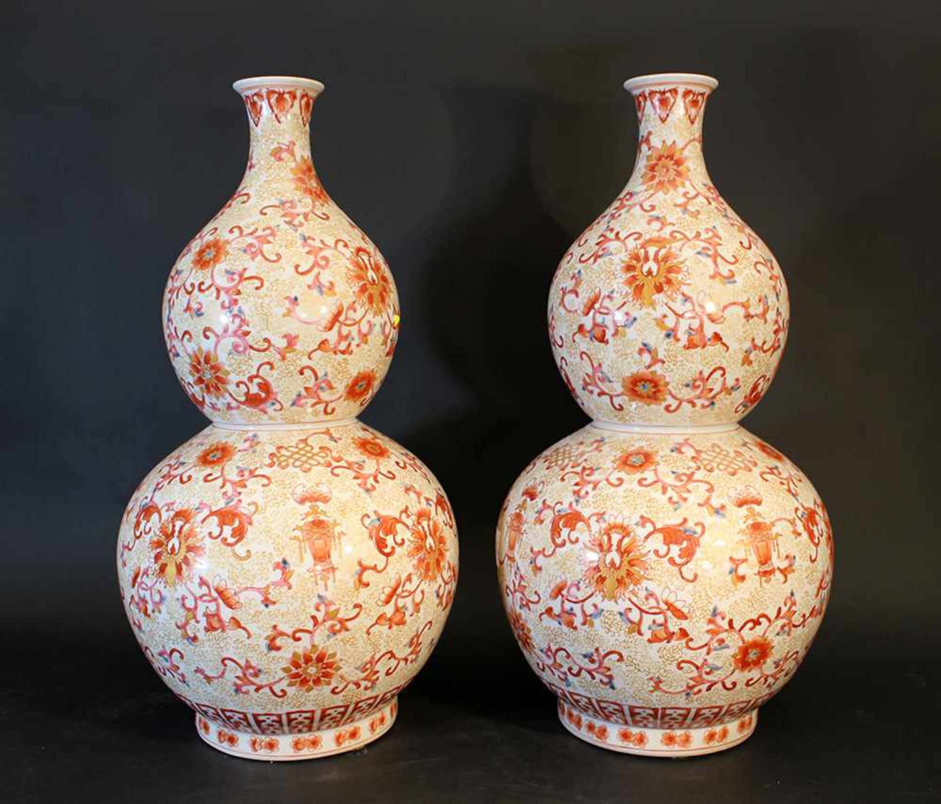 Pair of Chinese Pumpkin Porcelain Vases, Qing Dynasty60 cmThis is a timed auction on our German