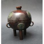 Asian Bronze vessel on three legs,with cloisonné enamel, Ming Dynasty16cmThis is a timed auction