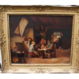 German school 19. century card players, oil on panel framed40x50cmThis is a timed auction on our