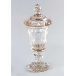 Bohemian transparent sliced glass goblet , lid, 19. century35cmThis is a timed auction on our German