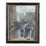 American artist around 1900, fifth Avenue, watercolour on paper, signed framed15x17cmThis is a timed