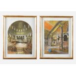 Two Colour Etchings from the Interior of the Dome of the Rocks (691 ad) on paper,French around