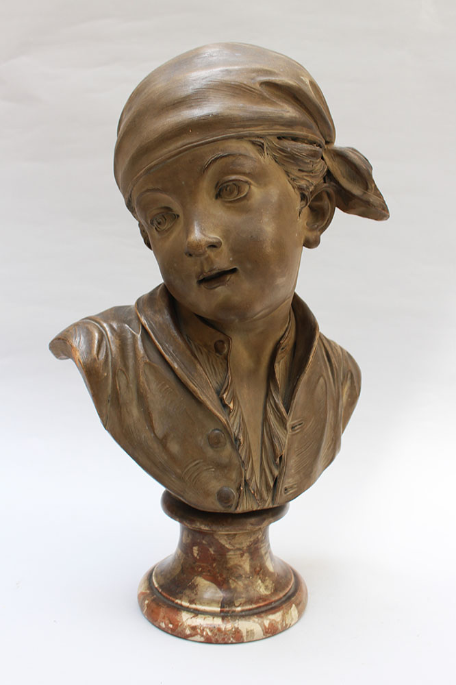 French Terracotta bust 18./19. century, marble base45cmThis is a timed auction on our German
