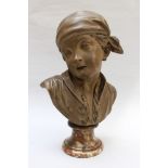 French Terracotta bust 18./19. century, marble base45cmThis is a timed auction on our German