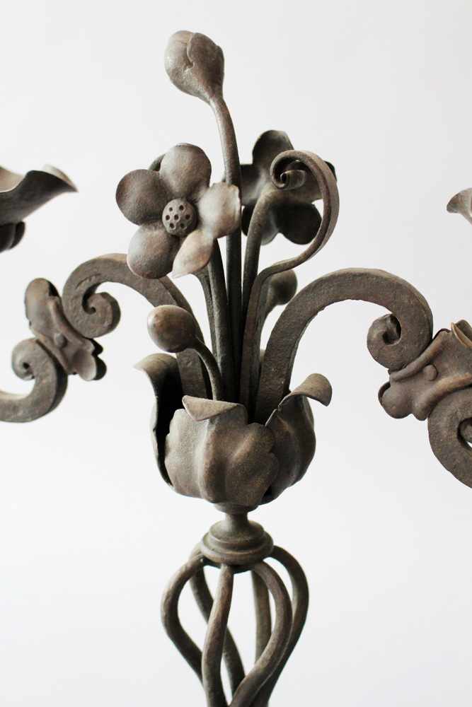 Iron Candelabra,two branches, Austrian 18./19. century30cmThis is a timed auction on our German - Image 2 of 3