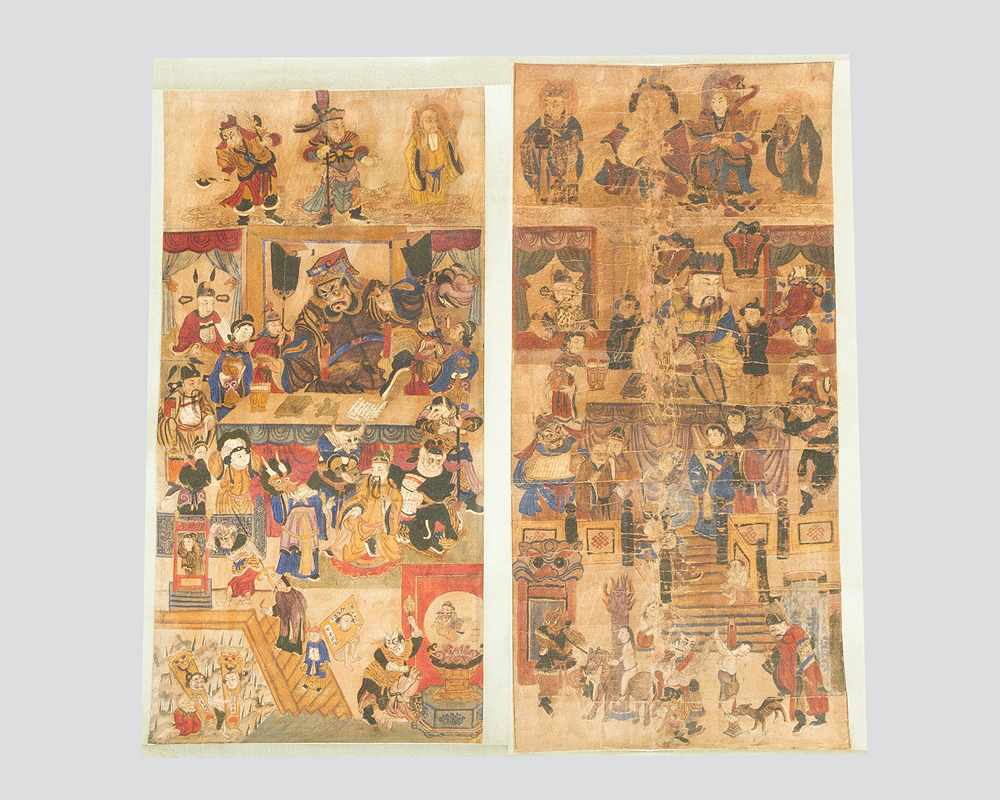 chen Hongshou (1598-1652)-attributed, Four Paintings of Court Scenes , Indian ink with watercollours - Image 2 of 3