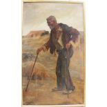 Hans Larwin(1873-1938) large portrait of a man with walking stick, oil on canvas,