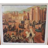 Orientalist early 20. century, village with people, oil canvas, signed28x30cmThis is a timed auction
